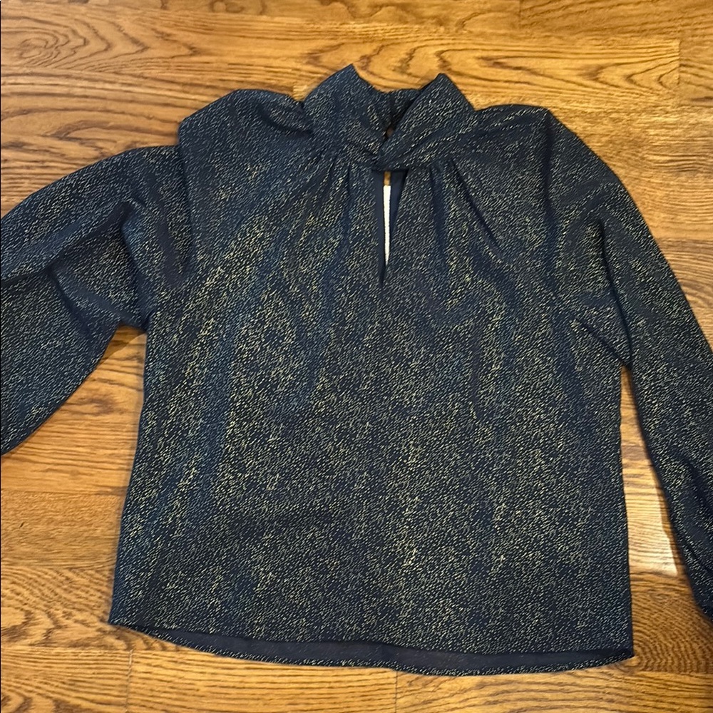 Banana Republic Navy and Gold Long Sleeve Top